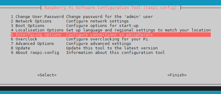 Raspi-config menu