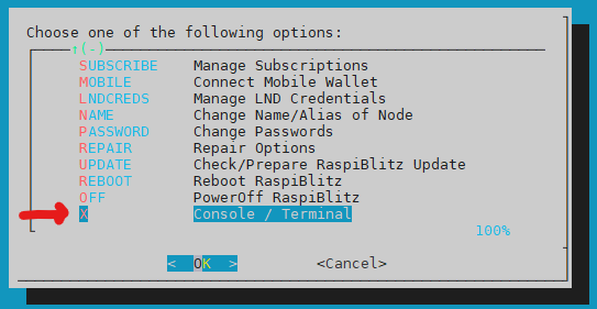 Raspiblitz menu